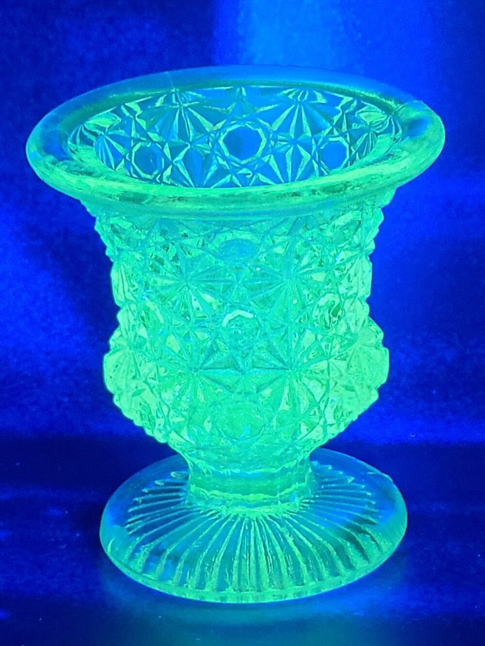 Green Textured Footed Glass Vase - Unbranded